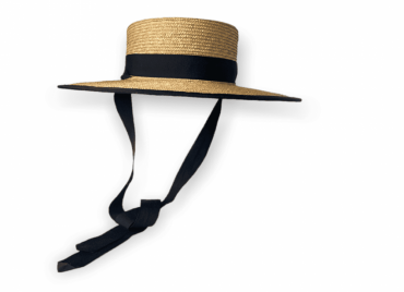 Canotier Strohhut mit breitem schwarzem Hutband