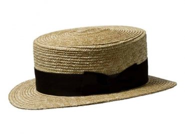 Canotier Strohhut mit breitem Hutband