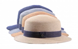 Damen Strohhut Hanf in vier Farben mit blauem Hutband
