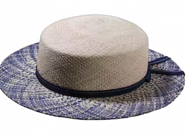Damen Panamahut mit gesprenkelten Rand in Natur/blau