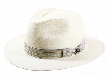 Panamahut Traveler Weiss mit gestreiften Hutband