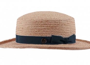 Damenhut Raffia fein mit blauem Hutband