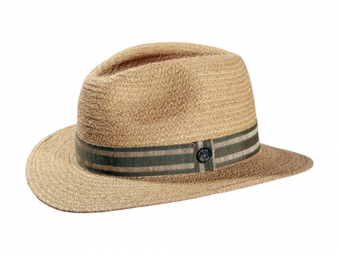 Strohhut Traveler Raffia mit gestreiften Hutband