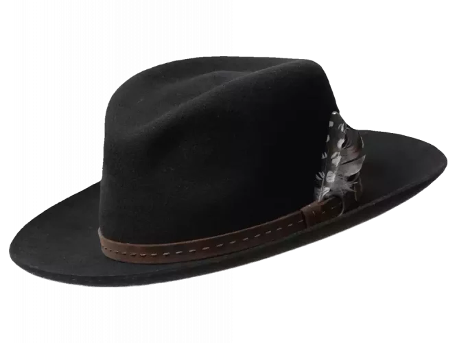 Fedora und Bogart Hut aus Filz mit Klapprand Schwarz