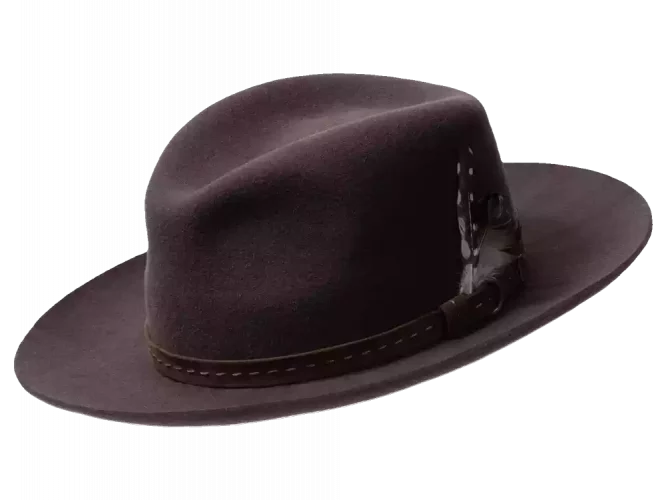Fedora und Bogart Hut aus Filz mit Klapprand Dunkelbraun