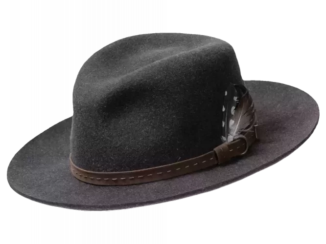 Fedora und Bogart Hut aus Filz mit Klapprand Dunkelgrau meliert