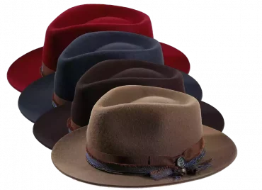 Fedora Filzhut in vier Farben mit aufwendigem Hutband