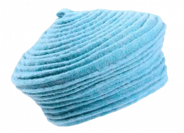 Béret aus Wollbänder Türkis