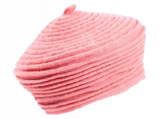 Béret aus Wollbänder Pink