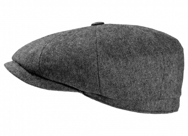 Paperboy Mütze in Steingrau mit Fischgradmuster