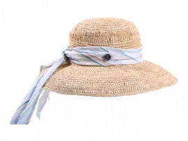 Damen Strohhut Cloche Style mit gestreiften Hutband