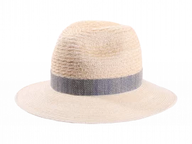 Sommerhut Fedora Natur mit Hutband in Ciel