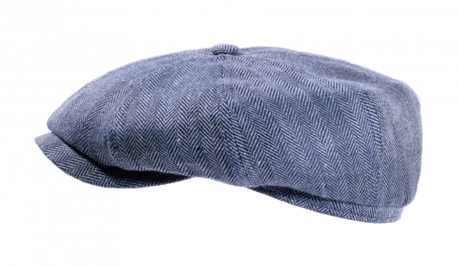 Paperboy Sommermütze mit Fischgrat in Jeansblau