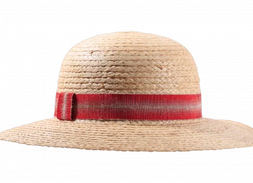 Damen Strohhut Cloche mit rotem Hutband