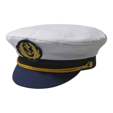 Klassische Kapitänsmütze mit Kapitänsemblem und goldener Kordel.