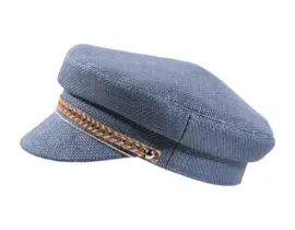 Schirmmütze im Matrosenstil in Petrol mit Hanfborte und Silberkordel