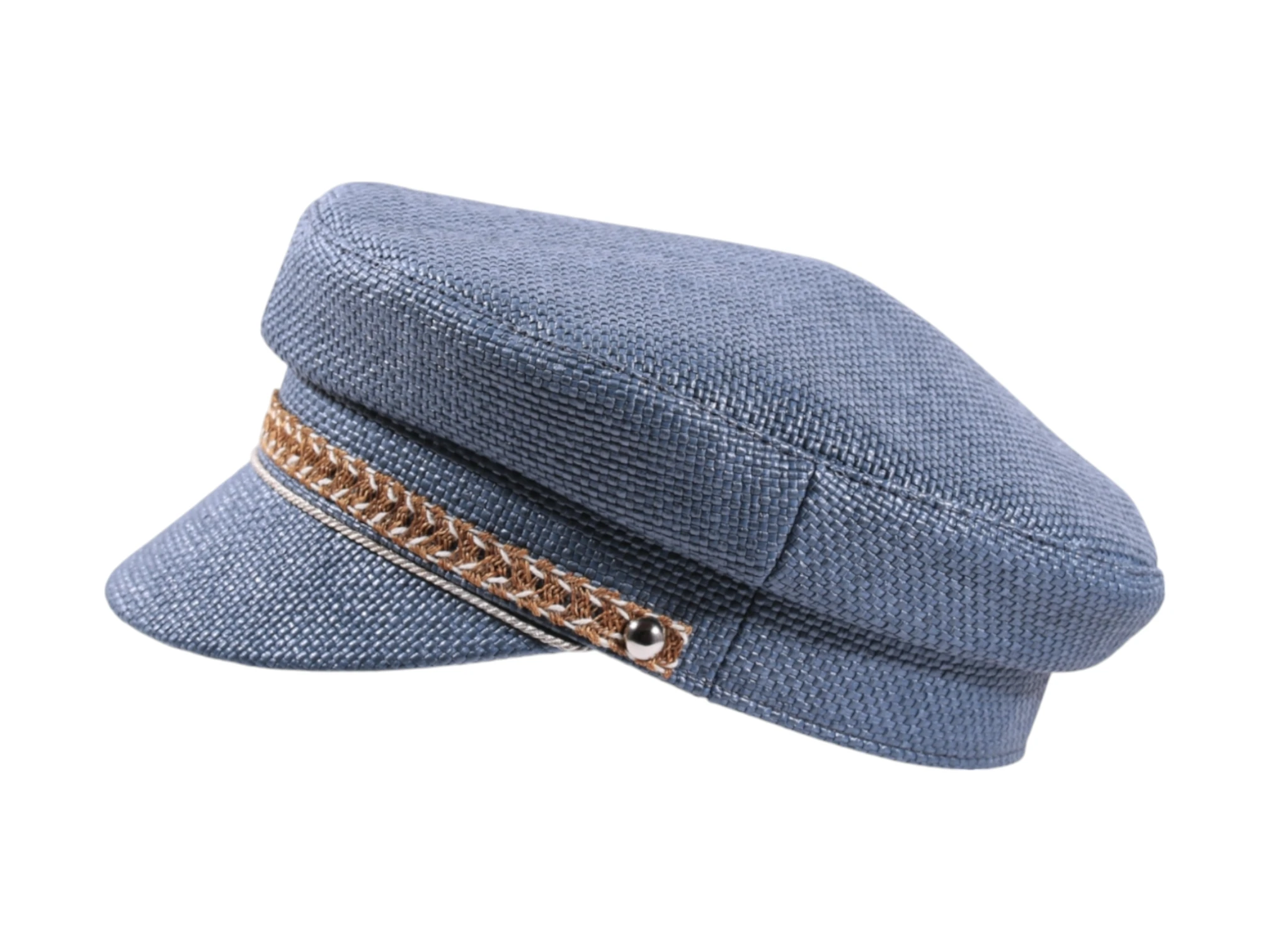 Schirmmütze im Matrosenstil in Petrol mit Hanfborte und Silberkordel