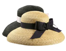 Damencloche Sommerhut Audrey aus Weizenstroh mit Rebsband und Schleife