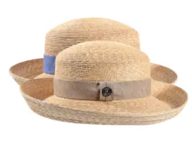 Damen Strohhut aus Weizenstroh mit Leinenband