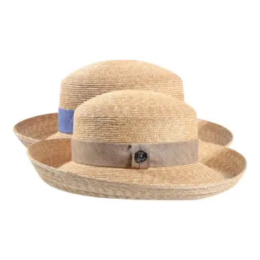 Damen Strohhut aus Weizenstroh mit Leinenband