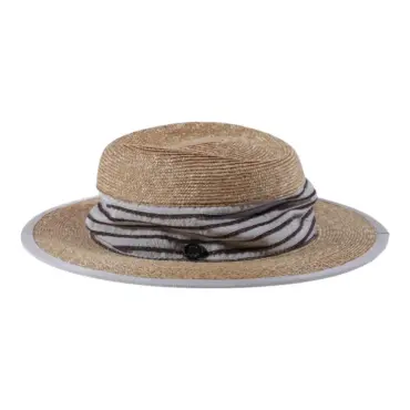 Faltbarer Fedora Strohhut aus Stroh und Leinen mit Leinenband