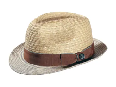 Sommerhut Trilby aus Stroh mit nougatfarbenem Hutband