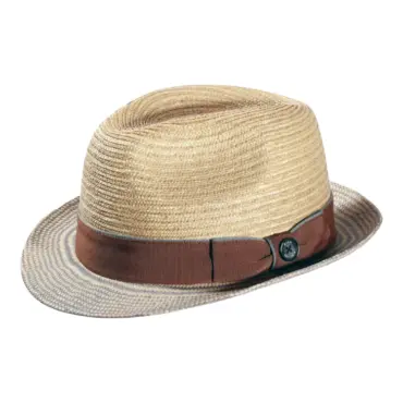Sommerhut Trilby aus Stroh mit nougatfarbenem Hutband