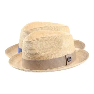 Sommerhut Player aus Weizenstroh mit blauem oder sandfarbenem Leinenband