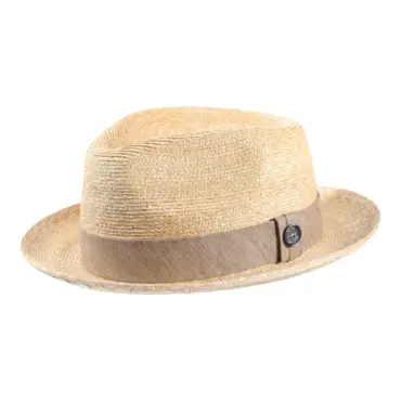 Sommerhut Player aus Weizenstroh mit blauem oder sandfarbenem Leinenband