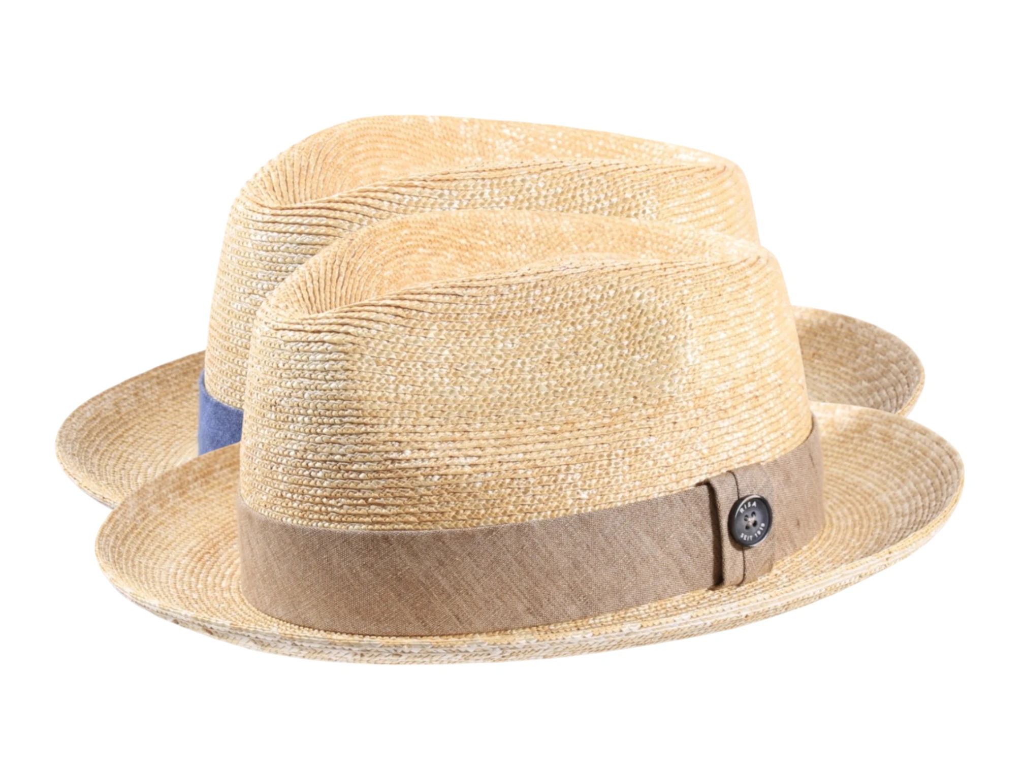 Sommerhut Player aus Weizenstroh mit blauem oder sandfarbenem Leinenband