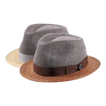 Sommerhut Trilby aus Stroh & Schurwolle mit Rebsband