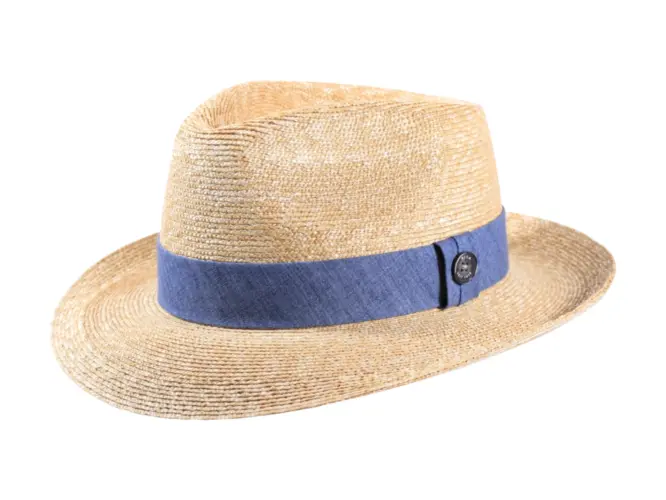 Strohhut Bogart aus Naturstroh mit Leinenband in Ciel oder Sand
