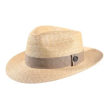 Strohhut Bogart aus Naturstroh mit Leinenband in Ciel oder Sand