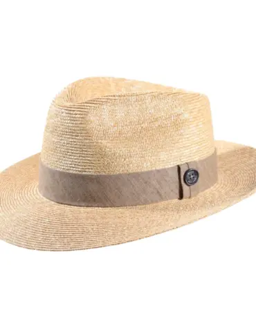 Strohhut Bogart aus Naturstroh mit Leinenband in Ciel oder Sand