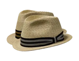 Strohhut Trilby Freiamt Boswiler mit gestreiftem Hutband