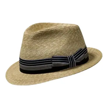 Handgefertigter Strohhut Trilby Freiamt Dottiker aus Naturstroh mit wählbarer Garnitur in Braun, Grün oder Grau