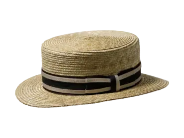 Klassischer Canotier aus Naturstroh mit verschiedenen Hutbändern