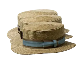 Klassischer Canotier aus Naturstroh mit verschiedenen Hutbändern