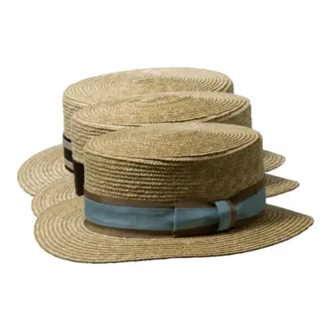 Klassischer Canotier aus Naturstroh mit verschiedenen Hutbändern
