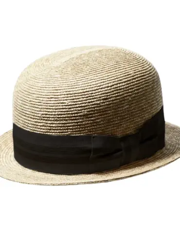 Sommerliche Strohhut Melone aus Weizenstroh mit breitem Hutband