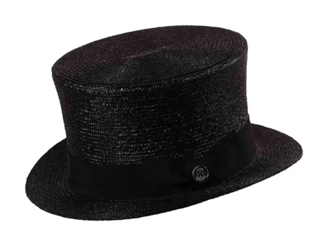 Bunter Sommerzylinder aus Stroh in Schwarz, Braun, Rosa und Grün