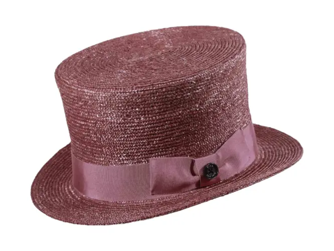 Bunter Sommerzylinder aus Stroh in Schwarz, Braun, Rosa und Grün