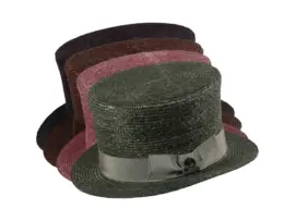 Bunter Sommerzylinder aus Stroh in Schwarz, Braun, Rosa und Grün