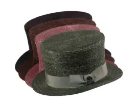 Bunter Sommerzylinder aus Stroh in Schwarz, Braun, Rosa und Grün