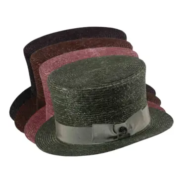 Bunter Sommerzylinder aus Stroh in Schwarz, Braun, Rosa und Grün