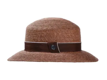 Damen Cloche-Hut in Nougat mit braunem Rebsband und Knopf