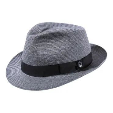 Sommerhut Trilby aus Hanf in Vanille, Braun, Marine und Grau mit Rebsband