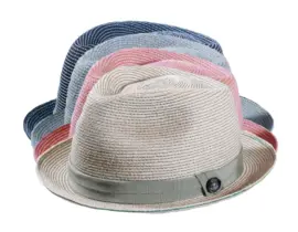Sommerhut Trilby mit farbigen Streifen – Natur/Schwarz, Natur/Altrosa, Natur/Olivegrün