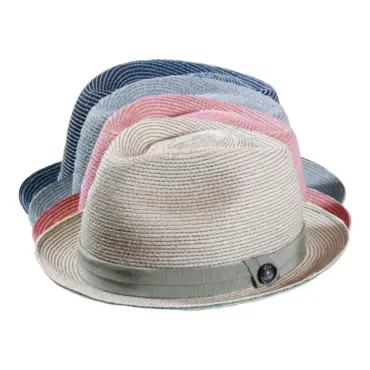 Sommerhut Trilby mit farbigen Streifen – Natur/Schwarz, Natur/Altrosa, Natur/Olivegrün