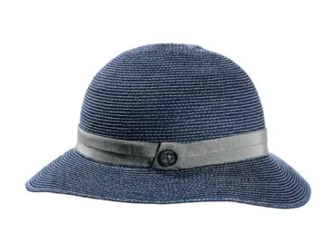 Damen Cloche-Hut aus 100% Hanf, rollbar, mit grosgrain Garnitur und Risa Knopf